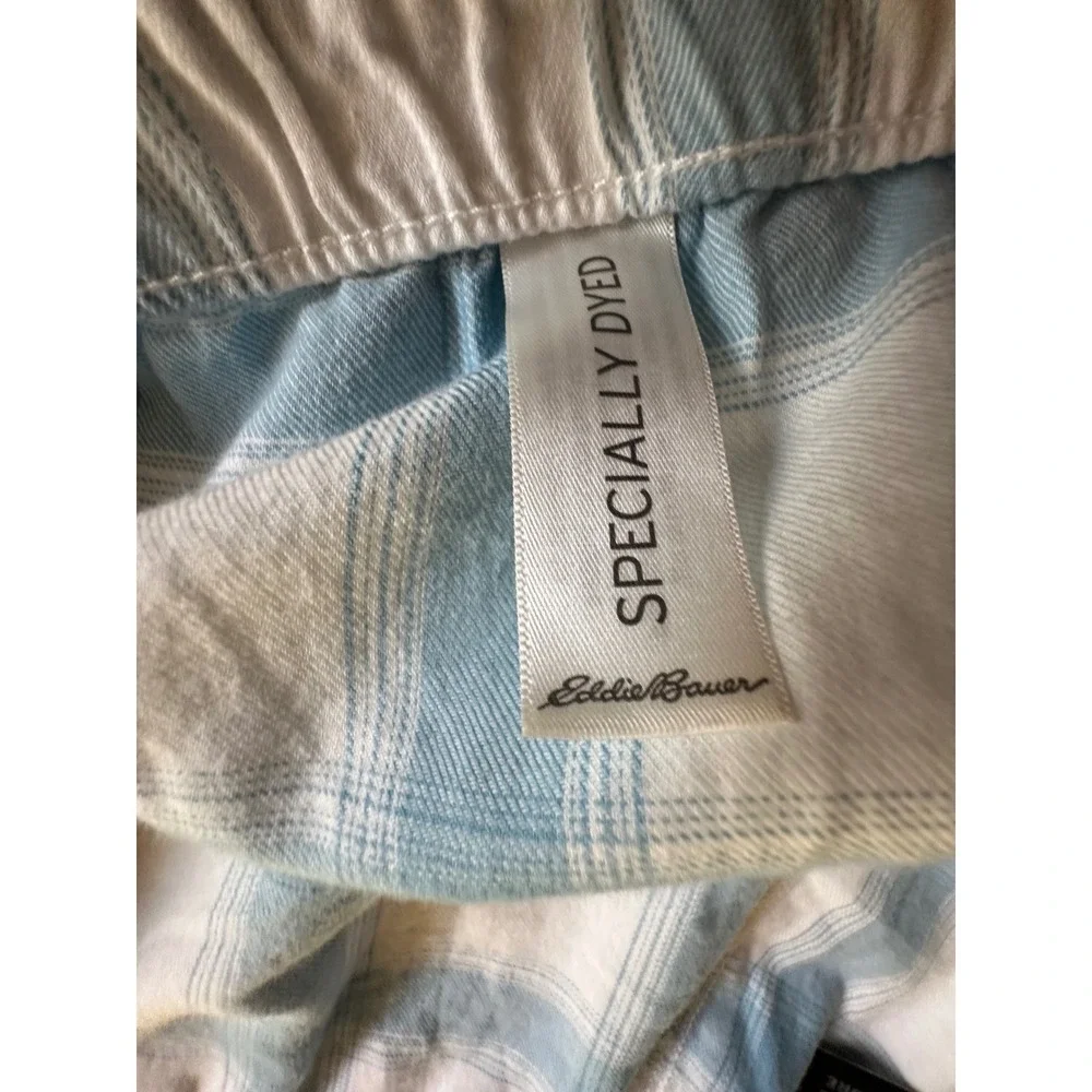 Eddie Bauer Stines Flannel Sleep Pants Porcelain Blue White Plaid Womens‎ 2XL